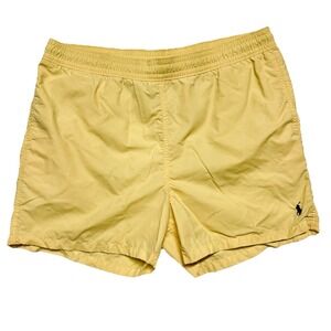 Vintage Polo‎ Ralph Lauren Swim Trunks Board Shorts Mens XL Yellow Lined Mesh